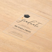 Modern Black Pet High School Afstudeerfeest Acryl Uitnodigingen (Laagn)