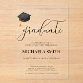 Modern Black Pet High School Afstudeerfeest Acryl Uitnodigingen (Voorkant)