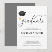 Modern Black Pet High School Afstudeerfeest Kaart (Voorkant / Achterkant)