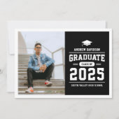Modern Black Photo Afstuderen Aankondiging (Voorkant)