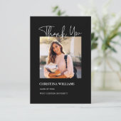 Modern Black Photo Afstuderen Hartelijk dank Bedankkaart (Staand voorkant)