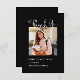 Modern Black Photo Afstuderen Hartelijk dank Bedankkaart