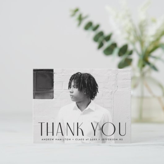 Modern Black Photo Afstuderen Hartelijk dank Briefkaart (Staand voorkant)