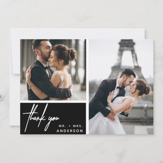 Modern Black Photo Collage Wedding (Voorkant)