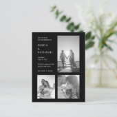Modern Black Photo Collage Wedding Save the Date Aankondigingskaart (Staand voorkant)