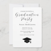 Modern Black Photo Graduation Party Invitation Kaart (Achterkant)