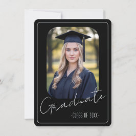 Modern Black Photo Graduation Party Invitation Kaart
