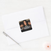 Modern Black Photo Happy Birthday Square Sticker (Envelop)