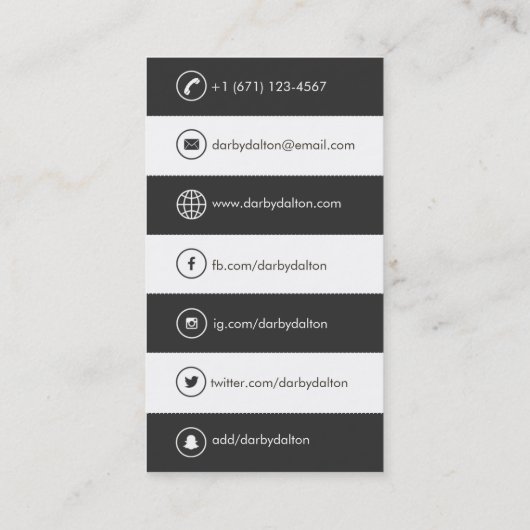 Modern Black Photo Social Media Visitekaartje (Achterkant)