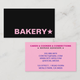 Modern Black & Pink Color | Customizable Bakery Visitekaartje