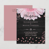 Modern Black Pink Daisy Wedding (Voorkant / Achterkant)