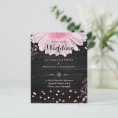 Modern Black Pink Daisy Wedding (Staand voorkant)