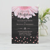 Modern Black Pink Daisy Wedding (Staand voorkant)