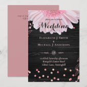 Modern Black Pink Daisy Wedding (Voorkant / Achterkant)