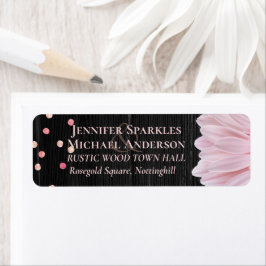 Modern Black Pink Daisy Wedding Etiket