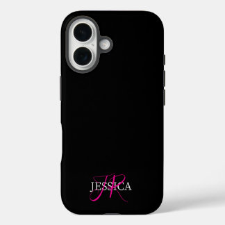 Modern Black Pink Feminine Script iPhone 16 Hoesje
