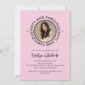 Modern Black Pink Fifty and Fabulous Party Kaart (Voorkant)