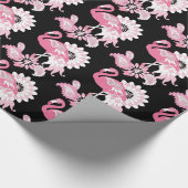 Modern Black Pink Flamingo Cadeaupapier (Hoek)