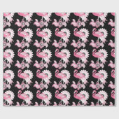 Modern Black Pink Flamingo Cadeaupapier (Vlak)