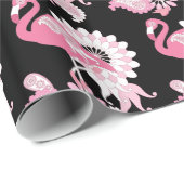 Modern Black Pink Flamingo Cadeaupapier (Rol Hoek)