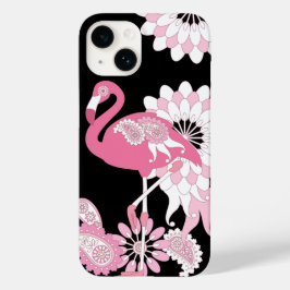 Modern Black Pink Flamingo Case-Mate iPhone 14 Hoesje