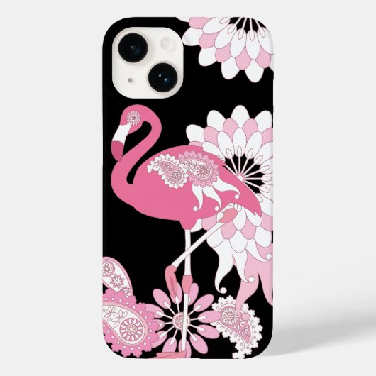 Modern Black Pink Flamingo Case-Mate iPhone Case (Achterkant)
