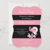 Modern Black Pink Flamingo Surprise Birthday Kaart (Voorkant)