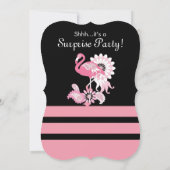 Modern Black Pink Flamingo Surprise Birthday Kaart (Achterkant)