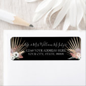 Modern Black Pink Floral Tropical Palm Wedding Etiket (Insitu)