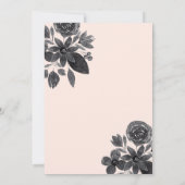 Modern Black Pink Floral Waterverf Foto bruiloft Save The Date (Achterkant)