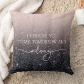 Modern Black & Pink Glitter Sparkles “I Choose You Kussen (Deken)
