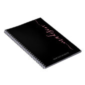 Modern Black Pink Name Monogram Initiaal Notitiebo Notitieboek (Rechterzijde)
