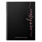 Modern Black Pink Name Monogram Initiaal Notitiebo Notitieboek (Voorkant)