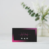 Modern Black Pink Paars Sparkle Diamonds Monogram Visitekaartje (Staand voorkant)
