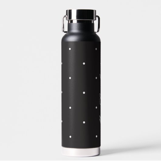 Modern Black Polka Dot Bride tot waterfles (Voorkant)