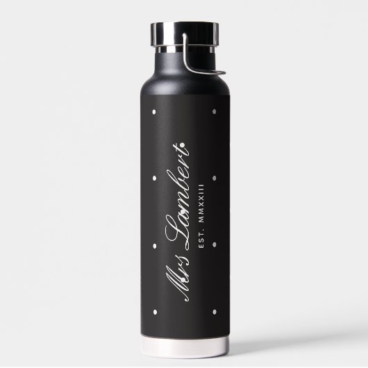 Modern Black Polka Dot Bride tot waterfles (Links)