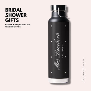 Modern Black Polka Dot Bride tot waterfles