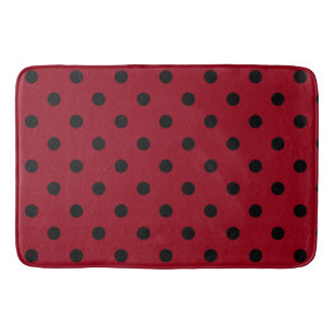 Modern Black Polka Dots on Red Badmat