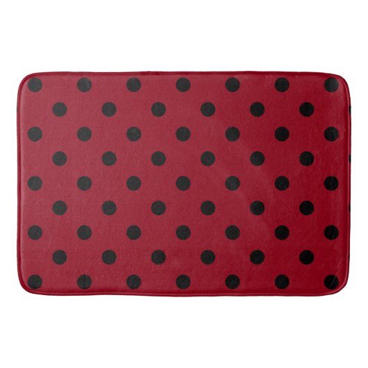 Modern Black Polka Dots on Red Badmat (Voorkant)