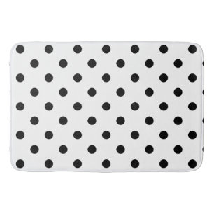 Modern Black Polka Dots on White Badmat