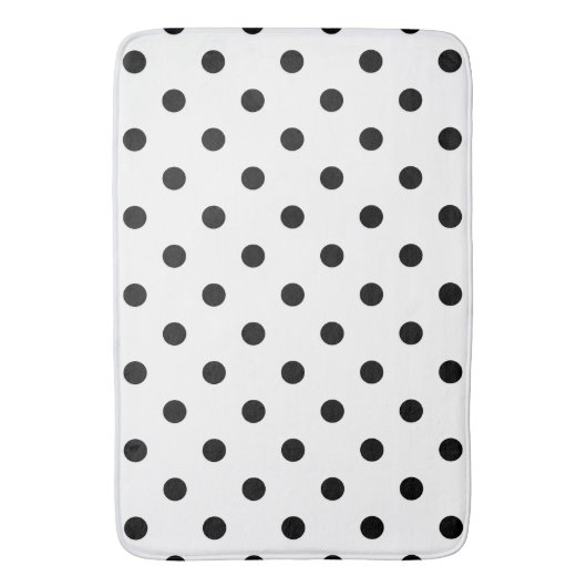 Modern Black Polka Dots on White Badmat (Voorkant Verticaal)