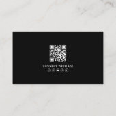 Modern Black Professional QR Code Photo Logo Visitekaartje (Achterkant)