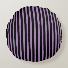 Modern, Black Purple Stripes Rond Kussen