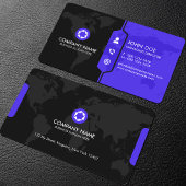Modern Black & Purple World Map Corporate Visitekaartje