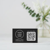 Modern Black QR Code Logo Visitekaartje (Staand voorkant)
