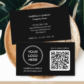 Modern Black QR Code Logo Visitekaartje