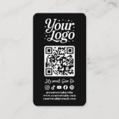 Modern Black QR Code Social Media Icons Logo Photo Visitekaartje (Voorkant)