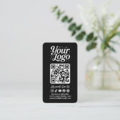 Modern Black QR Code Social Media Icons Logo Photo Visitekaartje (Staand voorkant)