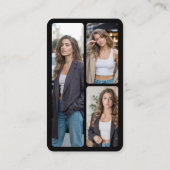 Modern Black QR Code Social Media Icons Logo Photo Visitekaartje (Achterkant)