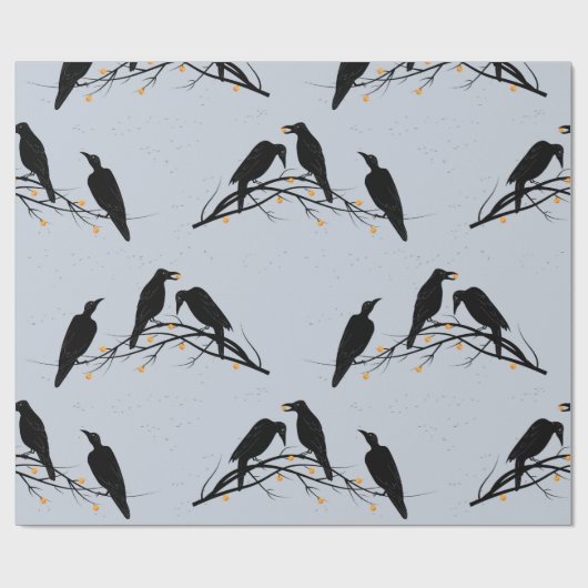 Modern Black Ravens Minimalist Pattern Cadeaupapier (Vlak)